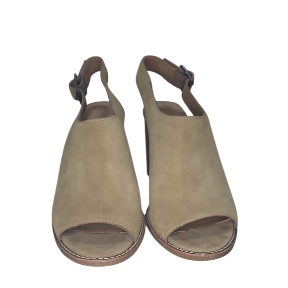 Madewell Cary Genuine Suede Leather  Sling Back Peep Toe Block Heel Sandals 7.5 - Picture 5 of 11
